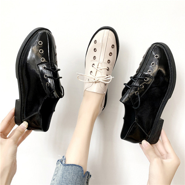 Pantofi casual dama din piele ecologica cu sireturi in doua culori