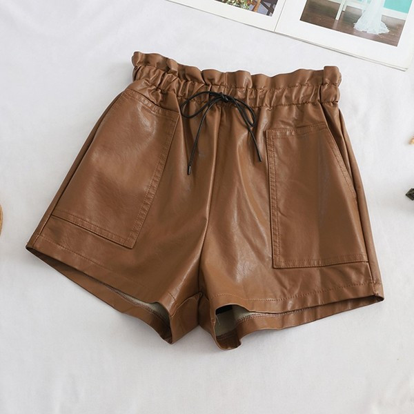 Modern női rövidnadrág magas derékkal - barna és fekete