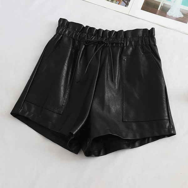 Modern női rövidnadrág magas derékkal - barna és fekete