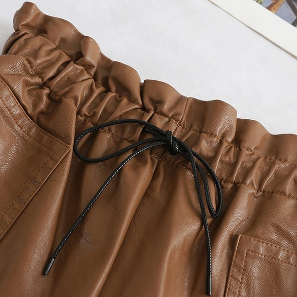 Modern női rövidnadrág magas derékkal - barna és fekete