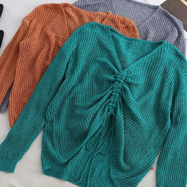 Modern női pulóver V-nyakú - többféle színben