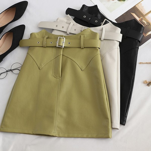 Stílusos női szoknya övvel több színben