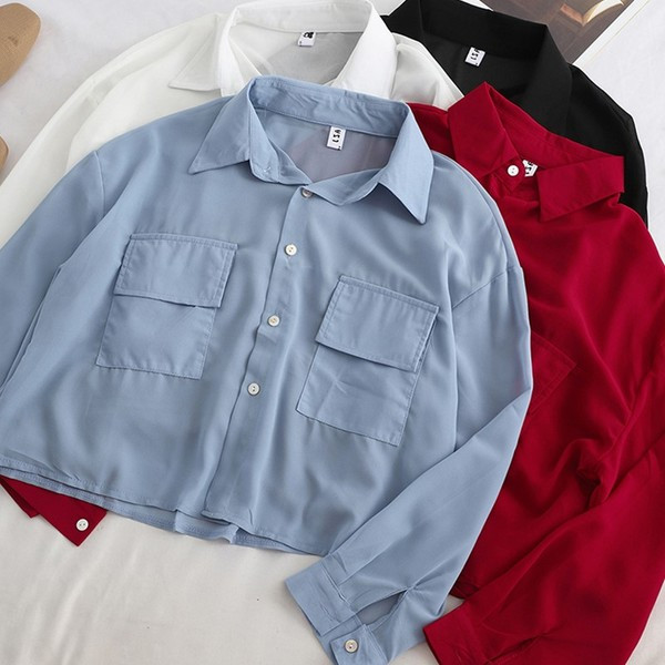 Új modell elegáns női ing zsebekkel és klasszikus gallérral - többféle színben