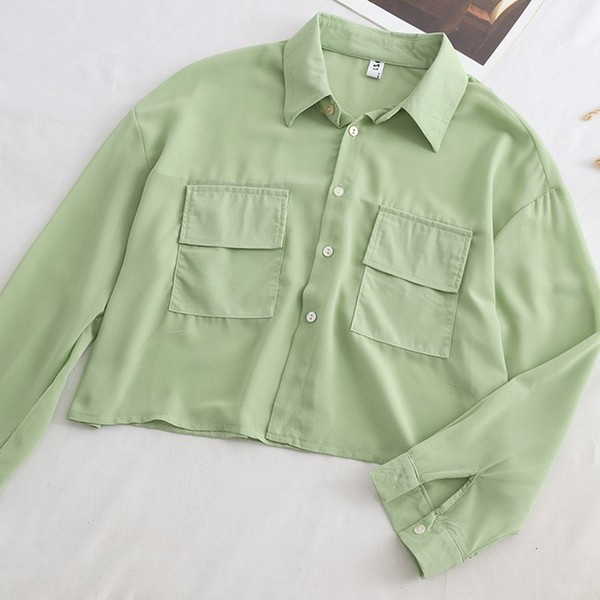 Új modell elegáns női ing zsebekkel és klasszikus gallérral - többféle színben