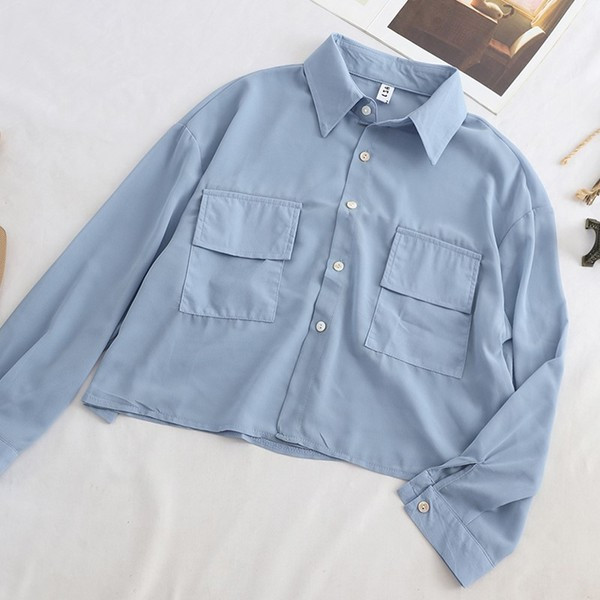 Új modell elegáns női ing zsebekkel és klasszikus gallérral - többféle színben