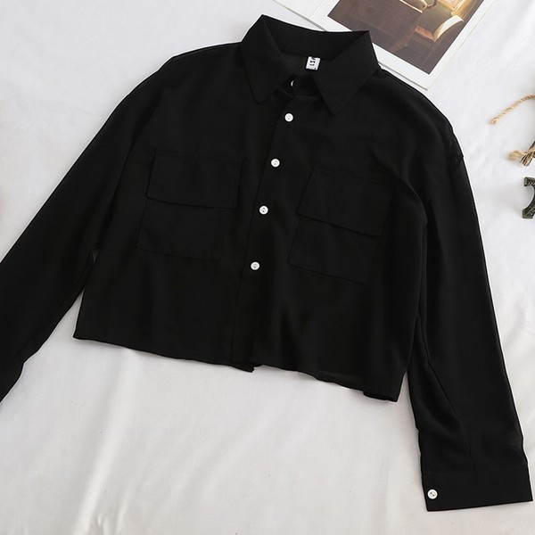 Új modell elegáns női ing zsebekkel és klasszikus gallérral - többféle színben