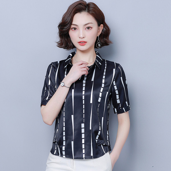 Stílusos női ing rövid ujjú fehér és fekete színben