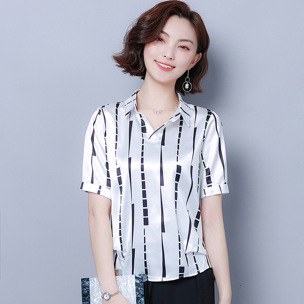 Stílusos női ing rövid ujjú fehér és fekete színben