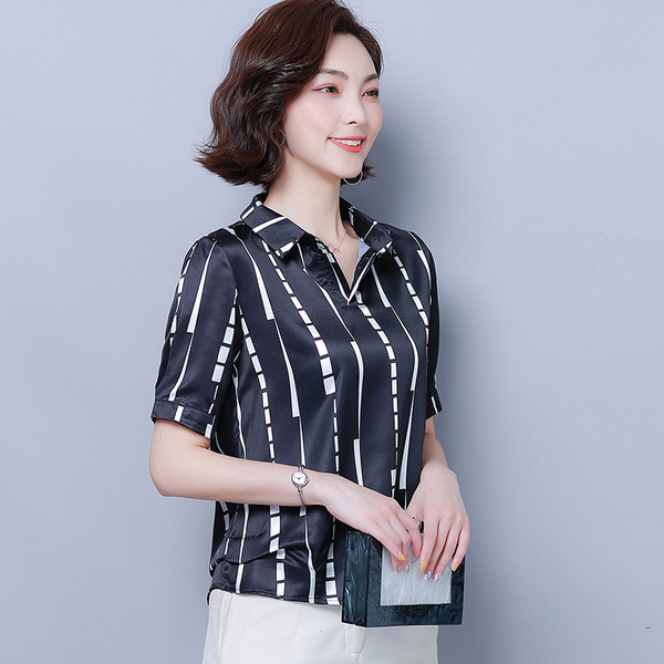 Stílusos női ing rövid ujjú fehér és fekete színben