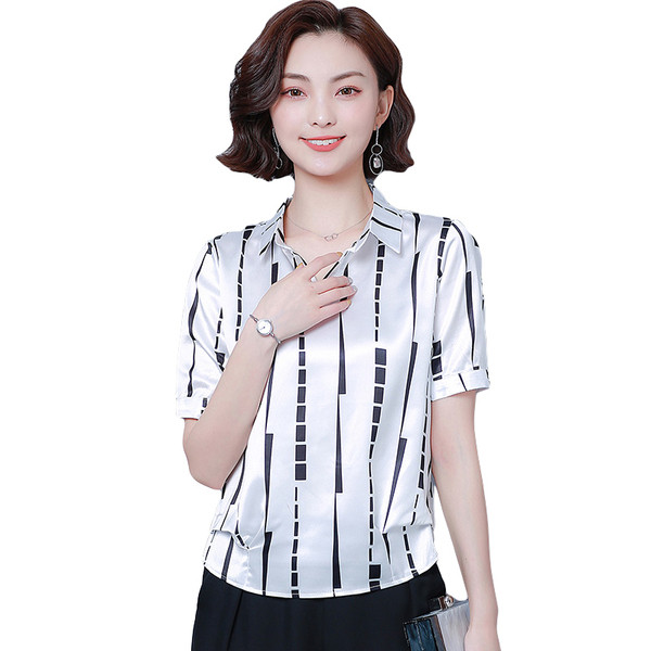 Stílusos női ing rövid ujjú fehér és fekete színben