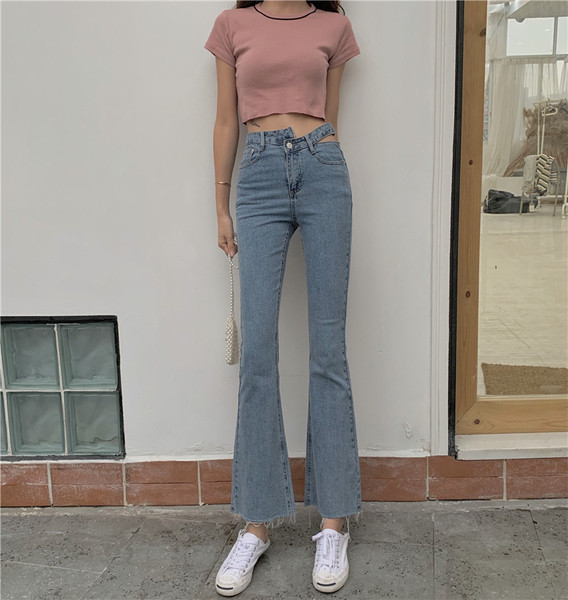 Alkalmi női farmer magas derékkal, kék színben