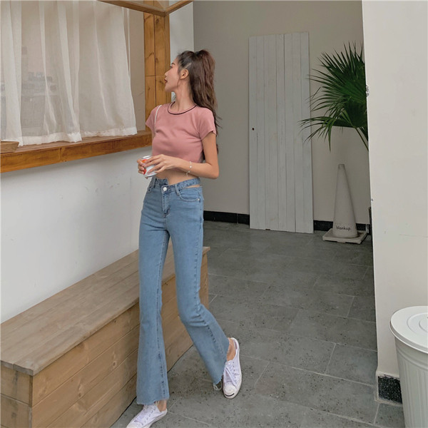 Alkalmi női farmer magas derékkal, kék színben