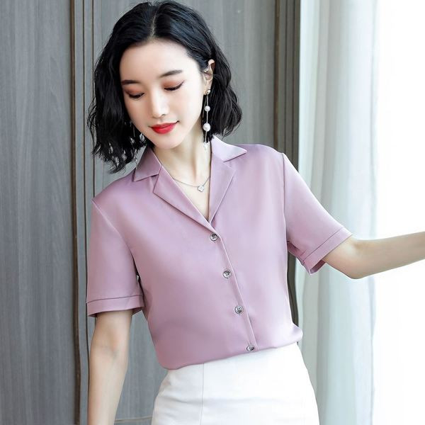 Stílusos női ing négy színben, rövid ujjakkal és gombokkal