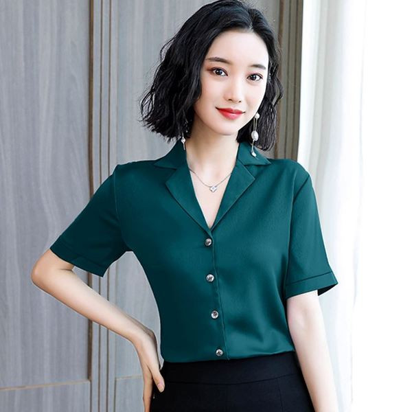 Stílusos női ing négy színben, rövid ujjakkal és gombokkal