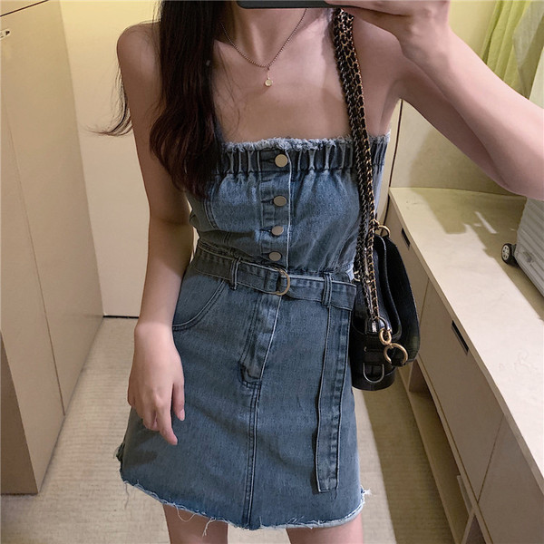 Modern női farmer ruha két színben