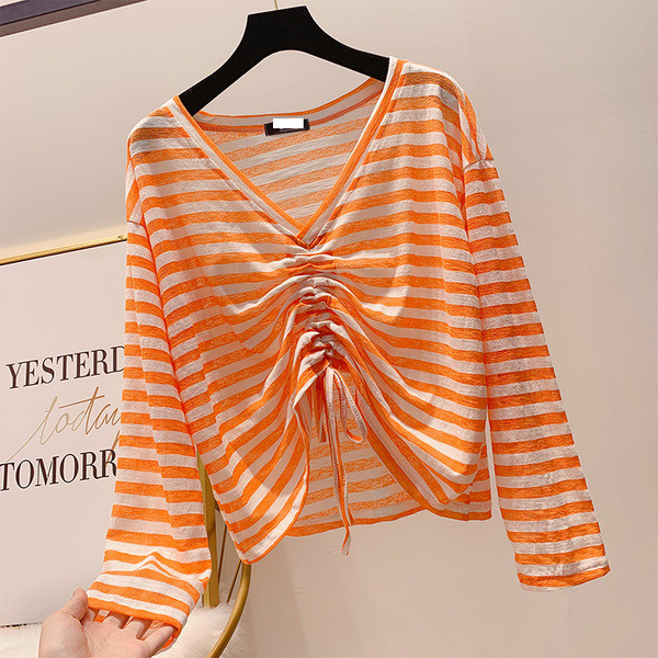 Női csíkos blúz, hosszú ujjal