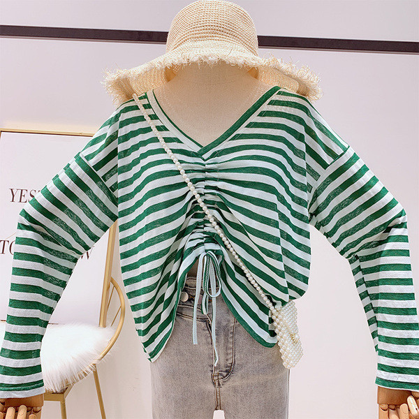 Női csíkos blúz, hosszú ujjal