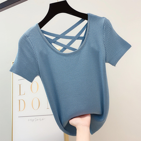 Hátul keresztkötős női blúz többféle színben