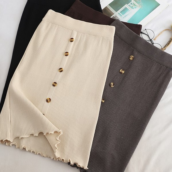 Alkalmi női szoknya gombokkal - négy színben