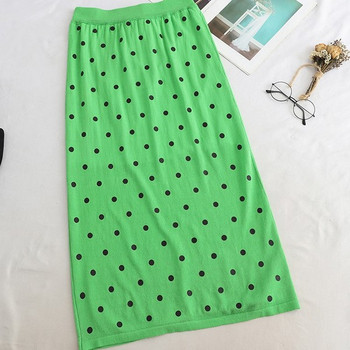 Modern női pöttyös szoknya fehér, zöld és fekete színekben