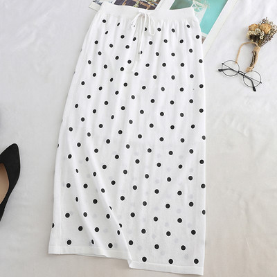 Modern női pöttyös szoknya fehér, zöld és fekete színekben