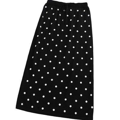 Modern női pöttyös szoknya fehér, zöld és fekete színekben