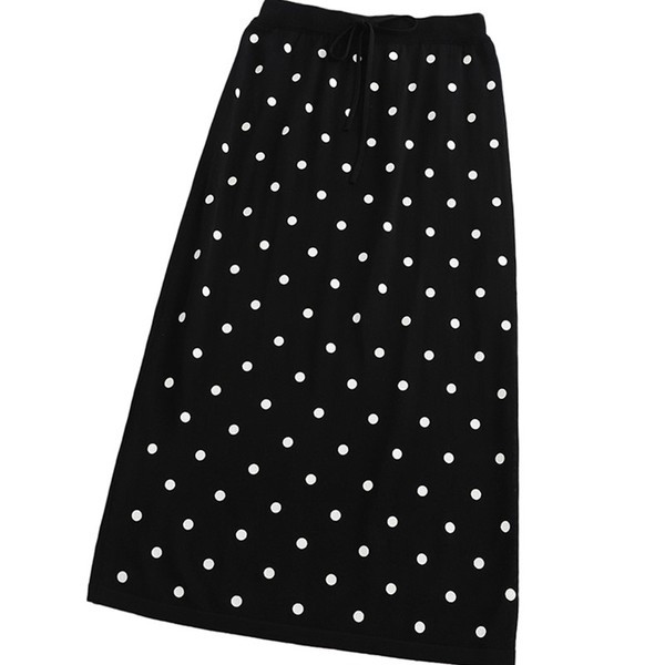 Modern női pöttyös szoknya fehér, zöld és fekete színekben