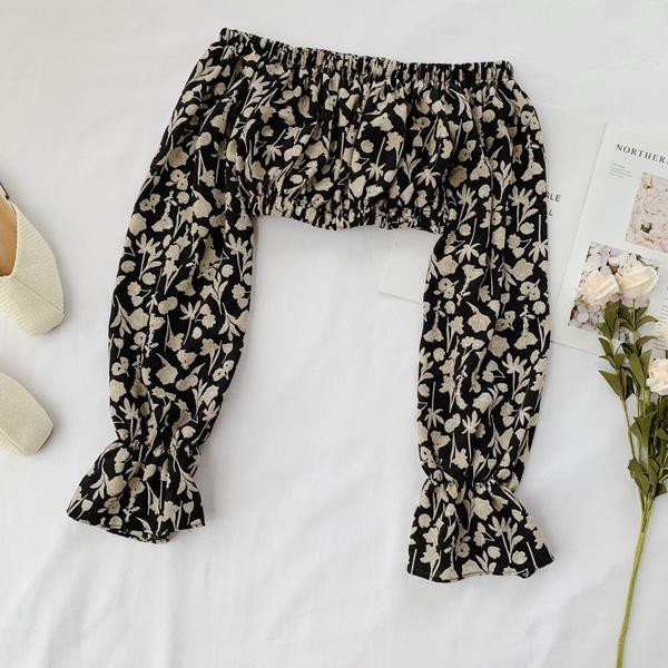 Rövid női blúz, hosszú ujjal, négy színben