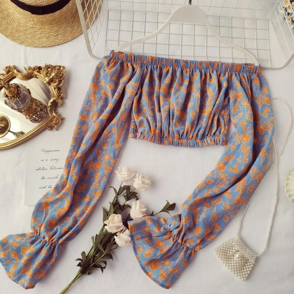 Rövid női blúz, hosszú ujjal, négy színben