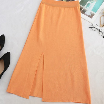 Modern női szoknya hasítékkal, négy színben