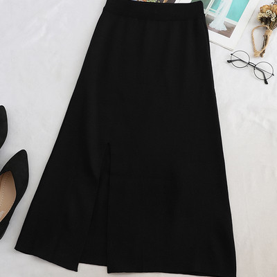 Modern női szoknya hasítékkal, négy színben