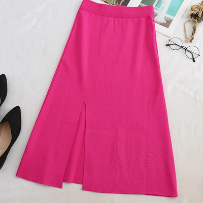 Modern női szoknya hasítékkal, négy színben