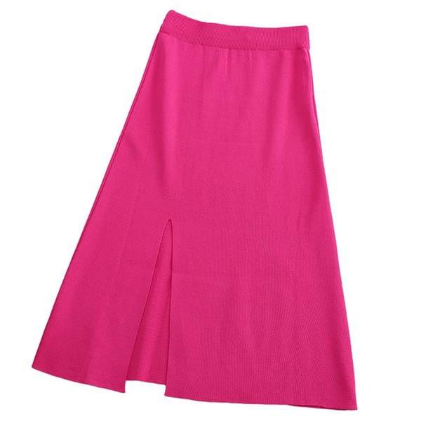 Modern női szoknya hasítékkal, négy színben