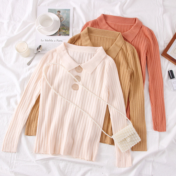 Új modell női pulóver klasszikus gallérral több színben