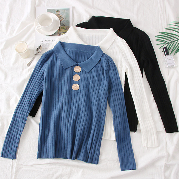 Új modell női pulóver klasszikus gallérral több színben