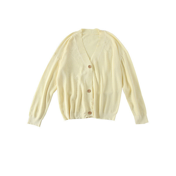 Női kardigán zöld, fekete, kék és sárga gombokkal