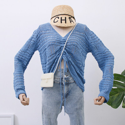 Modern női pulóver V-nyakkal - többféle színben