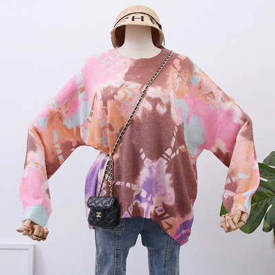 Színes női pulóver O-nyakkal, három színben