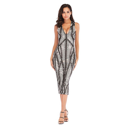 Modern női ruha V-nyakkal, két színben