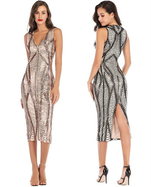 Modern női ruha V-nyakkal, két színben