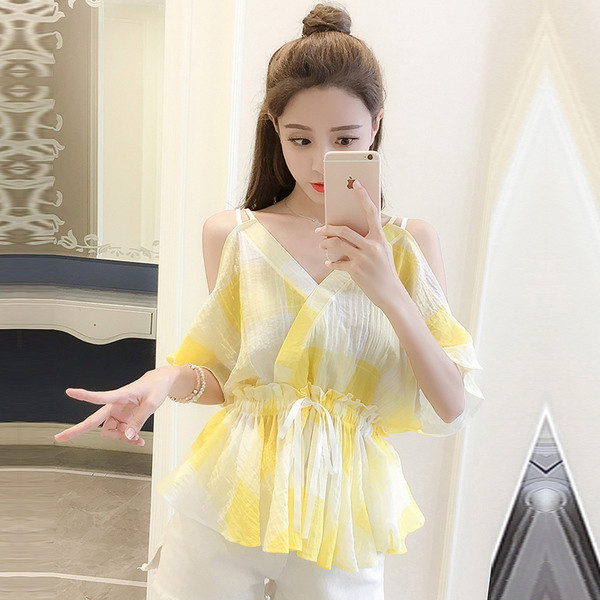 Modern női blúz két színben, leesett ujjakkal