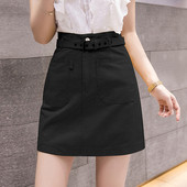 Aktuális női szoknya magas derékkal, fekete színben