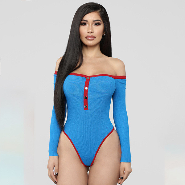 Modern női test ejtett ujjú kék színben