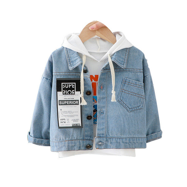 Gyermek farmer dzseki gombokkal fiúknak kék színben