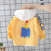 Sárga és fehér rátéttel ellátott, mindennapos gyerekkabát fiúknak