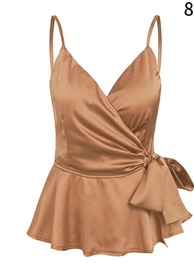 Stílusos női felső, vékony pántokkal és nyakkendőkkel több színben