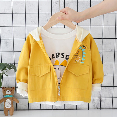 Gyerek dzseki fiúknak kapucnival sárga, rózsaszín és lila színben