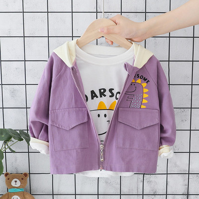 Gyerek dzseki fiúknak kapucnival sárga, rózsaszín és lila színben