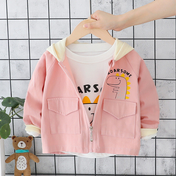 Gyerek dzseki fiúknak kapucnival sárga, rózsaszín és lila színben