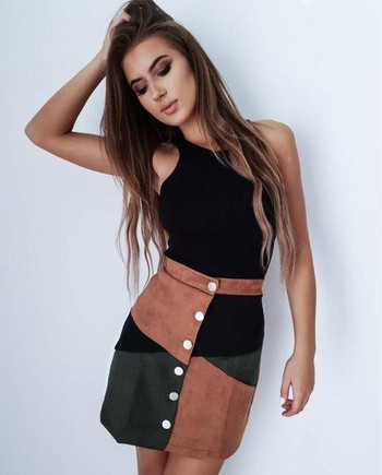 Modern női szoknya magas derékkal és gombokkal